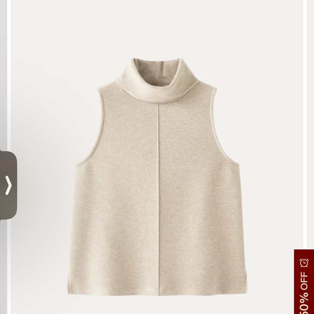 OGL Sleeveless Cowl Neck Sweater in Heather Beige